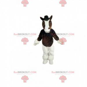 Bruin en wit paard mascotte. Paard kostuum - Redbrokoly.com